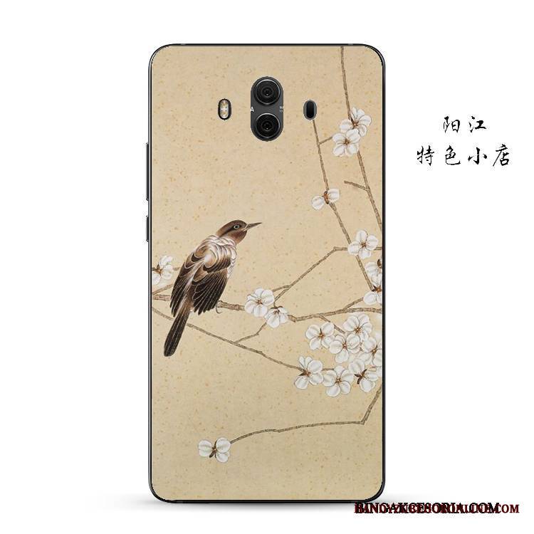 Huawei Mate 10 Futerał Chiński Styl Vintage Zielony Silikonowe Miękki Anti-fall Etui