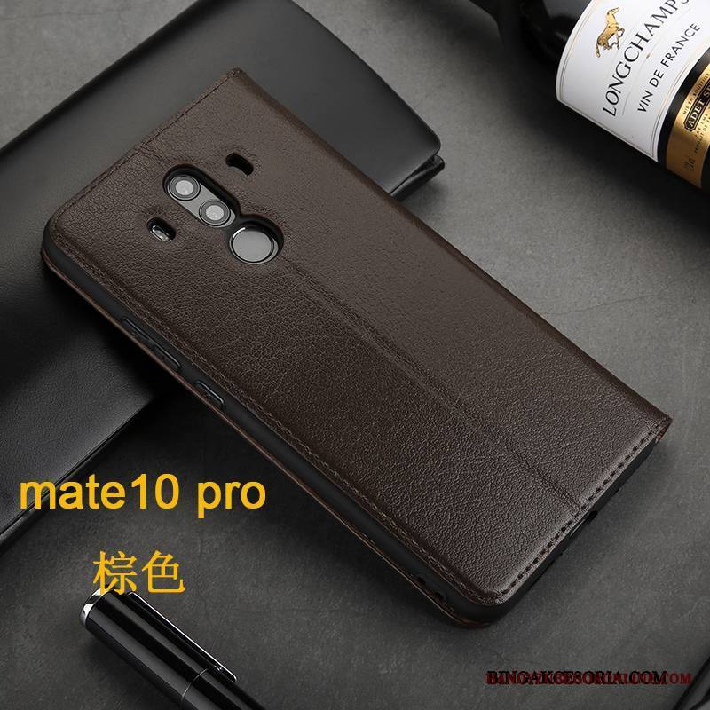 Huawei Mate 10 Pro Czarny Anti-fall Skórzany Futerał Biznes Obudowa All Inclusive Etui Na Telefon