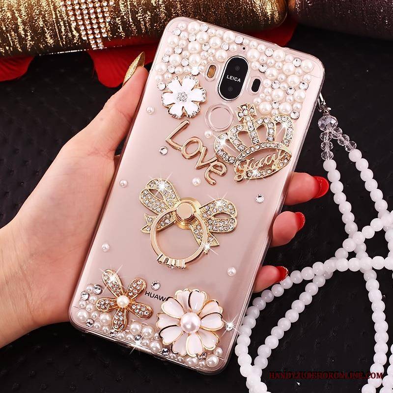 Huawei Mate 10 Pro Futerał Etui Na Telefon All Inclusive Rhinestone Silikonowe Wiszące Ozdoby Złoto Muszka