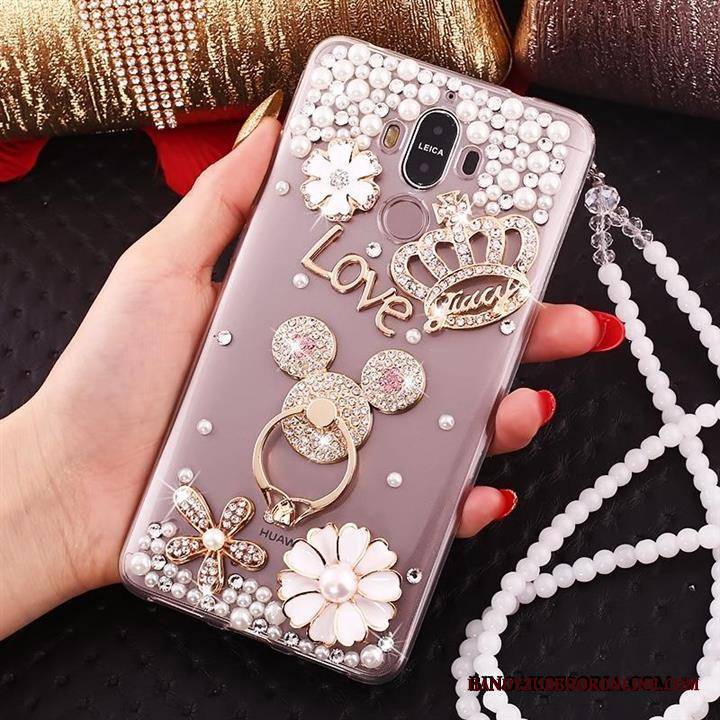 Huawei Mate 10 Pro Futerał Etui Na Telefon All Inclusive Rhinestone Silikonowe Wiszące Ozdoby Złoto Muszka