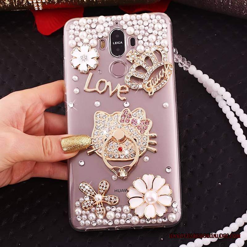 Huawei Mate 10 Pro Futerał Etui Na Telefon All Inclusive Rhinestone Silikonowe Wiszące Ozdoby Złoto Muszka