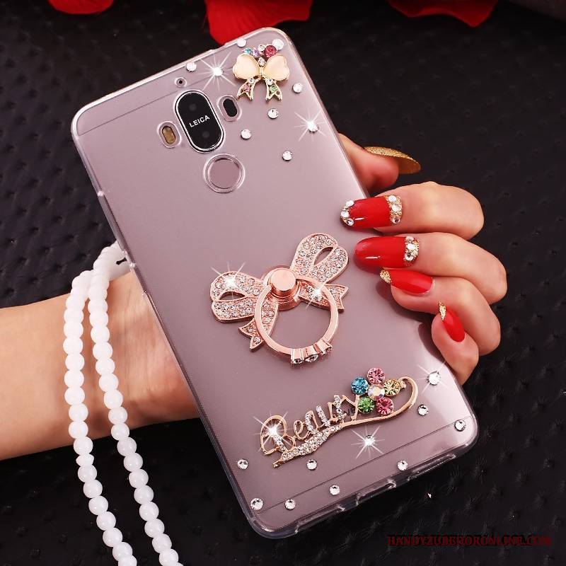 Huawei Mate 10 Pro Futerał Etui Na Telefon All Inclusive Rhinestone Silikonowe Wiszące Ozdoby Złoto Muszka