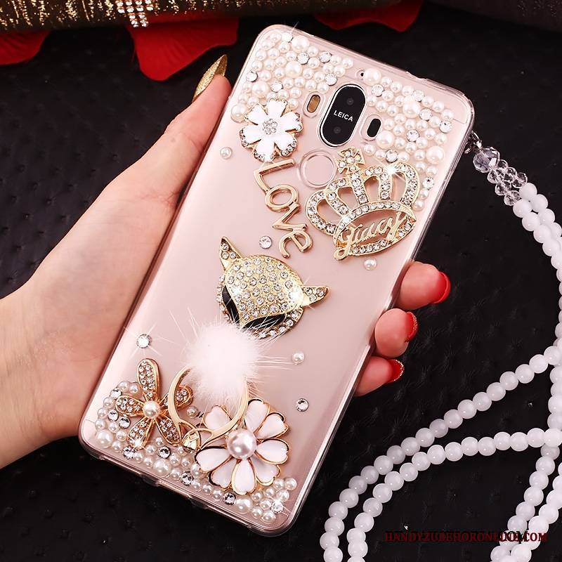 Huawei Mate 10 Pro Futerał Etui Na Telefon All Inclusive Rhinestone Silikonowe Wiszące Ozdoby Złoto Muszka