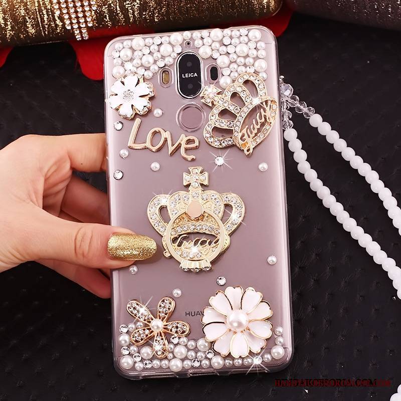 Huawei Mate 10 Pro Futerał Etui Na Telefon All Inclusive Rhinestone Silikonowe Wiszące Ozdoby Złoto Muszka