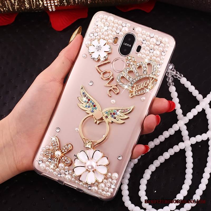 Huawei Mate 10 Pro Futerał Etui Na Telefon All Inclusive Rhinestone Silikonowe Wiszące Ozdoby Złoto Muszka