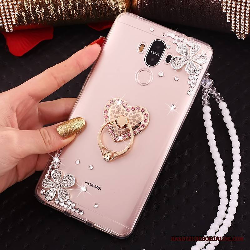 Huawei Mate 10 Pro Futerał Etui Na Telefon All Inclusive Rhinestone Silikonowe Wiszące Ozdoby Złoto Muszka