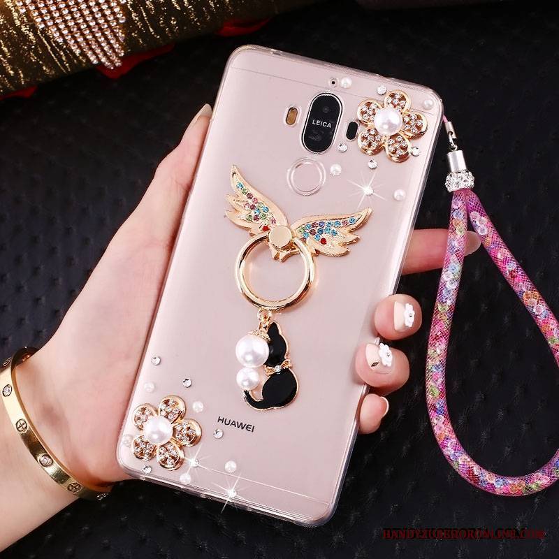 Huawei Mate 10 Pro Futerał Miękki Przezroczysty Różowe Rhinestone Etui Na Telefon Piękny Wisiorek