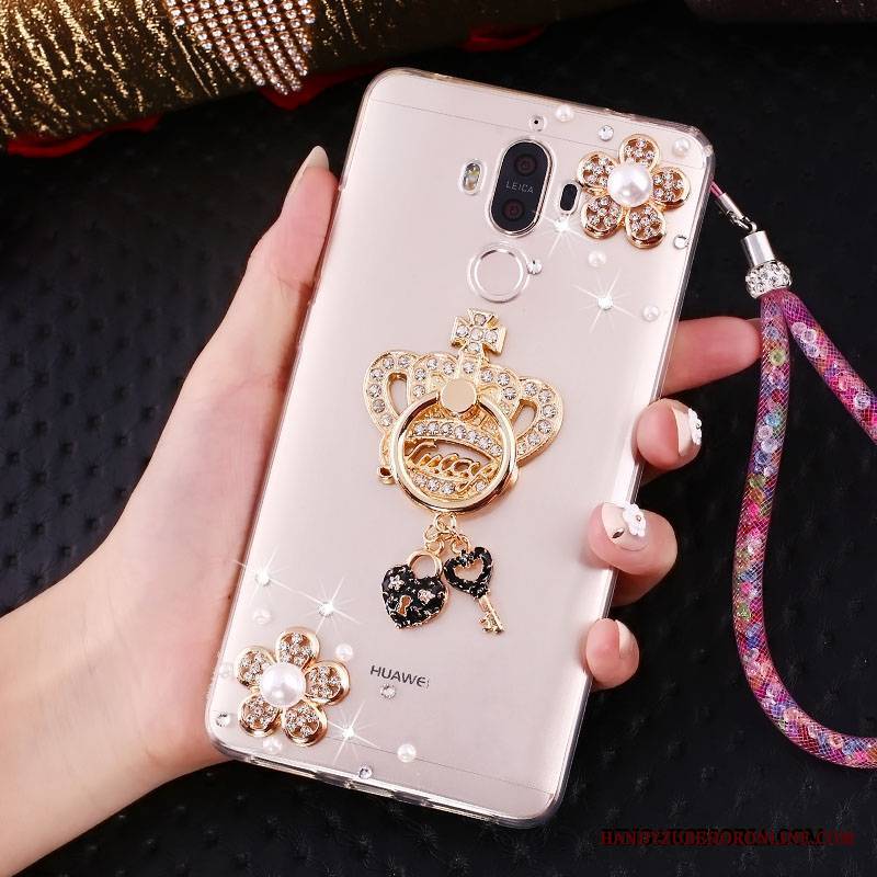 Huawei Mate 10 Pro Futerał Miękki Przezroczysty Różowe Rhinestone Etui Na Telefon Piękny Wisiorek