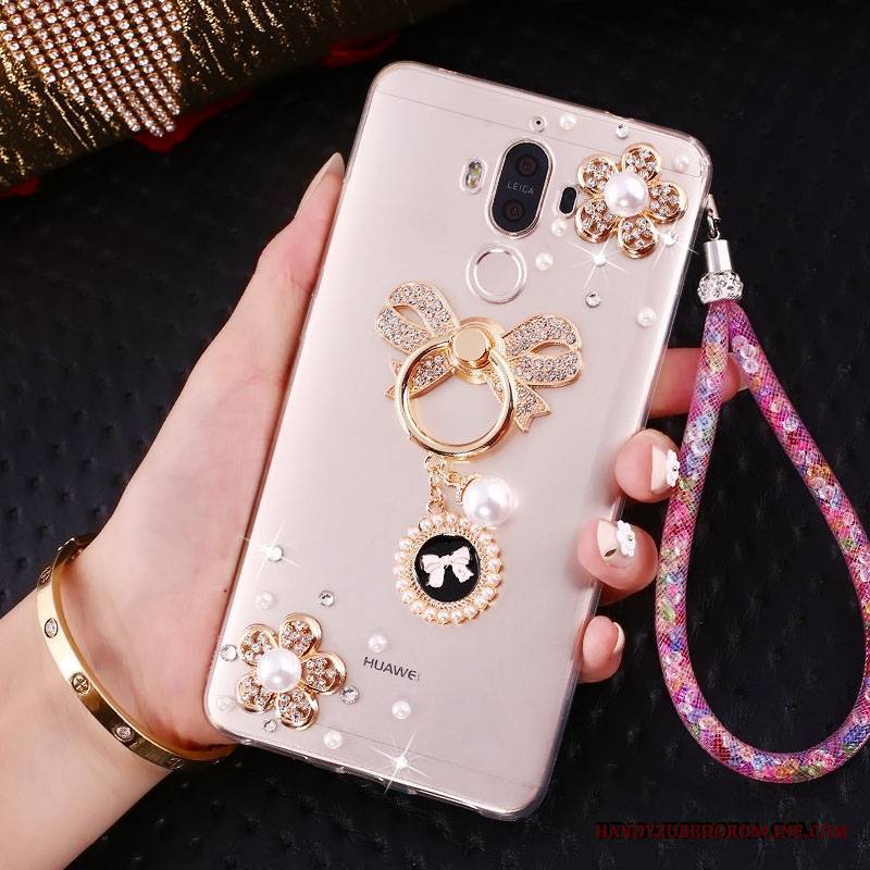 Huawei Mate 10 Pro Futerał Miękki Przezroczysty Różowe Rhinestone Etui Na Telefon Piękny Wisiorek