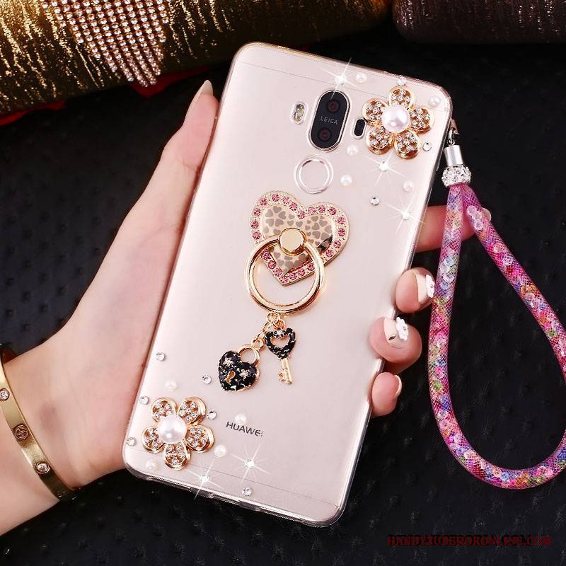 Huawei Mate 10 Pro Futerał Miękki Przezroczysty Różowe Rhinestone Etui Na Telefon Piękny Wisiorek