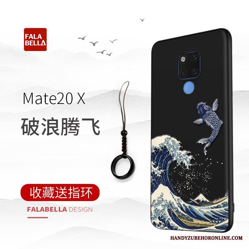 Huawei Mate 20 X Futerał Ochraniacz Wysoki Koniec Cienkie Etui Na Telefon Relief Czarny Oryginalne