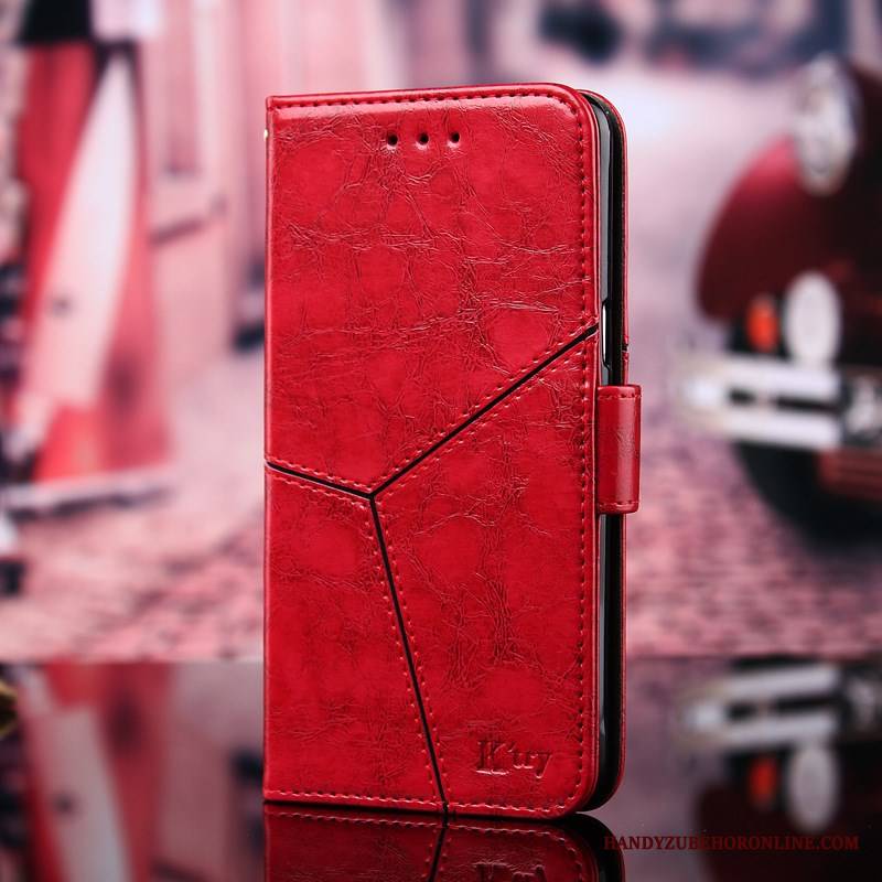 Huawei P Smart 2019 Moda Wspornik Etui Na Telefon Klamra Skórzany Futerał Czerwony