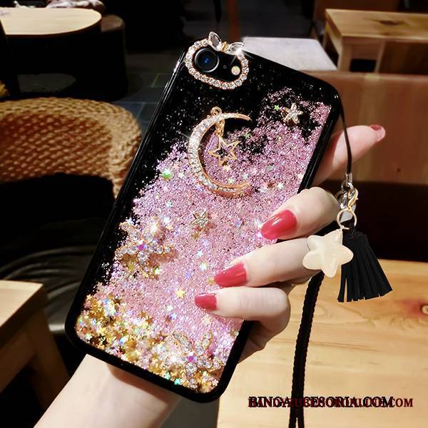 Huawei P10 Futerał Rhinestone Quicksand Etui Kreatywne Liquid Silikonowe Wiszące Ozdoby