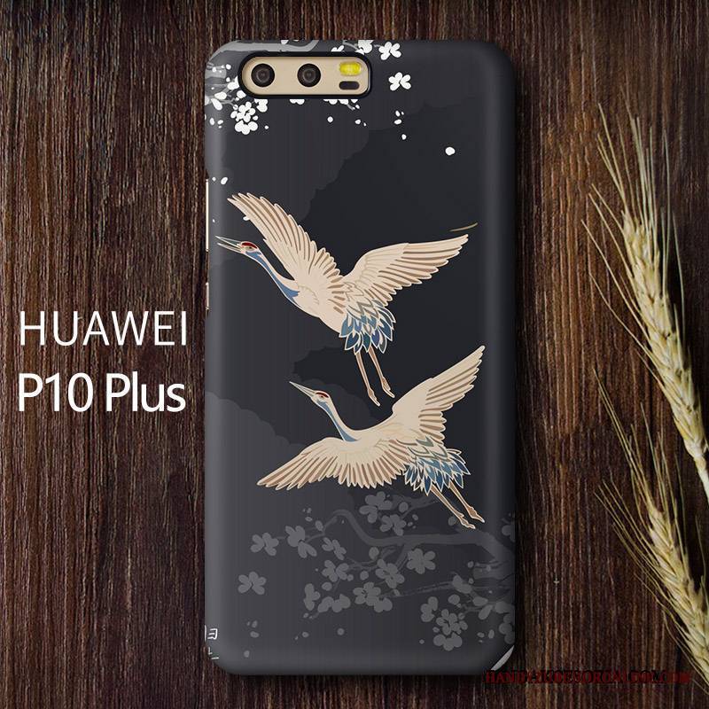 Huawei P10 Plus Futerał Kreatywne Osobowość Jasny Niebieski Crane Anti-fall Dostosowane Nubuku