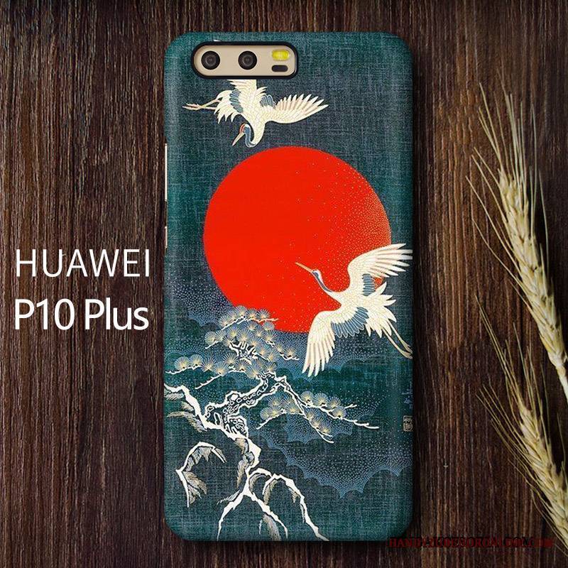 Huawei P10 Plus Futerał Kreatywne Osobowość Jasny Niebieski Crane Anti-fall Dostosowane Nubuku