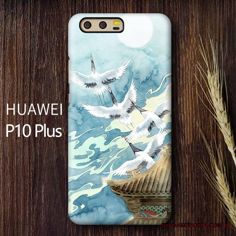 Huawei P10 Plus Futerał Kreatywne Osobowość Jasny Niebieski Crane Anti-fall Dostosowane Nubuku