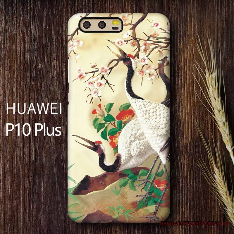 Huawei P10 Plus Futerał Kreatywne Osobowość Jasny Niebieski Crane Anti-fall Dostosowane Nubuku