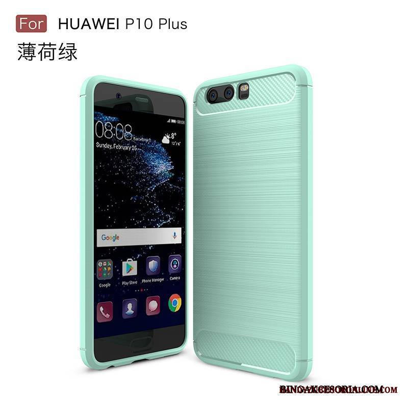 Huawei P10 Plus Futerał Silikonowe Etui Anti-fall Włókno Ochraniacz Niebieski Miękki