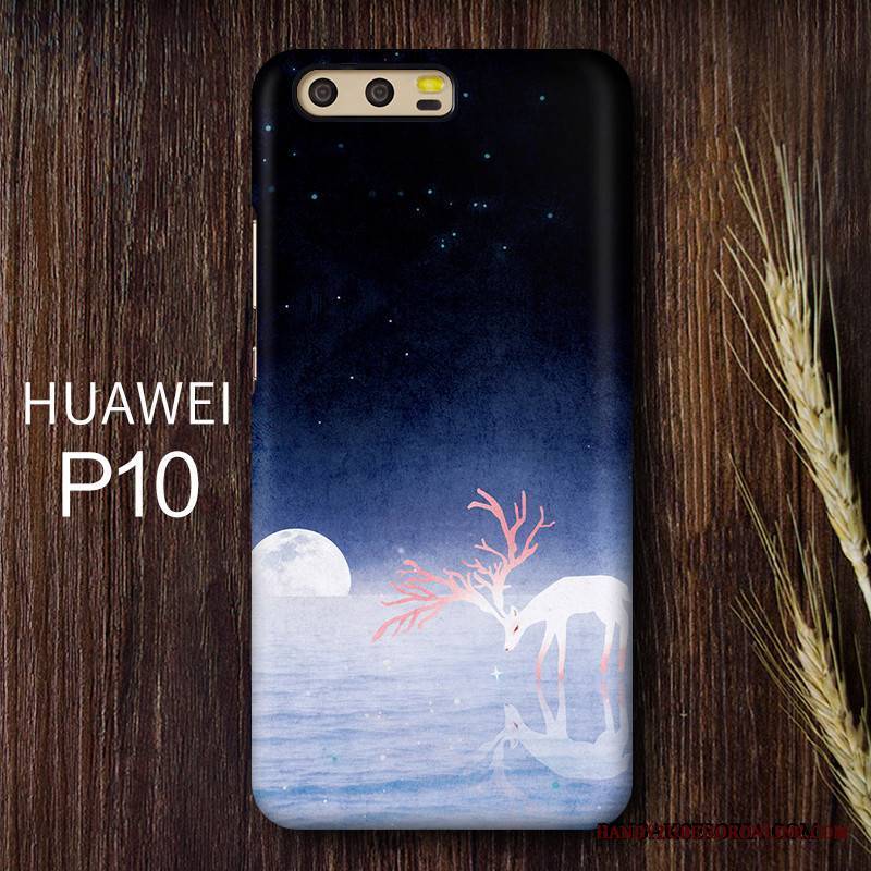 Huawei P10 Trudno Telefon Komórkowy Futerał Sztuka Nubuku Osobowość Niebieski