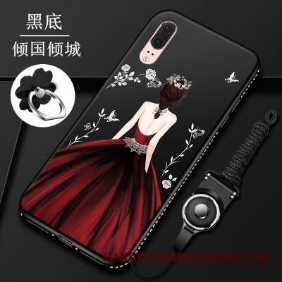 Huawei P20 Futerał All Inclusive Etui Rhinestone Szkło Czerwony Etui Na Telefon Silikonowe