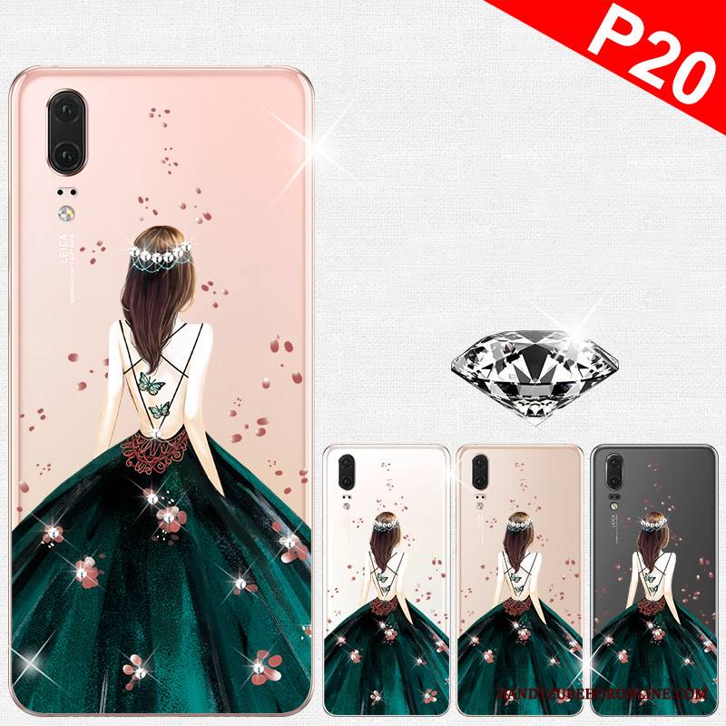 Huawei P20 Futerał Rhinestone Etui Na Telefon Osobowość Kreatywne Miękki Silikonowe Super