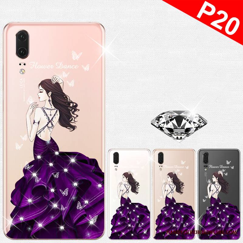 Huawei P20 Futerał Rhinestone Etui Na Telefon Osobowość Kreatywne Miękki Silikonowe Super