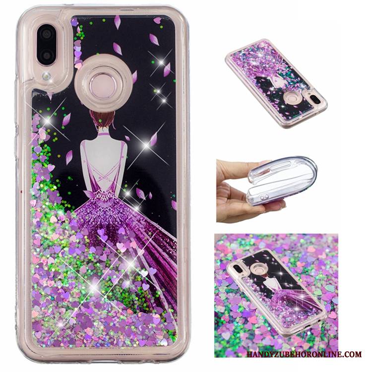 Huawei P20 Lite Anti-fall Niebieski Rhinestone Nowy Etui Futerał Gwiazdy