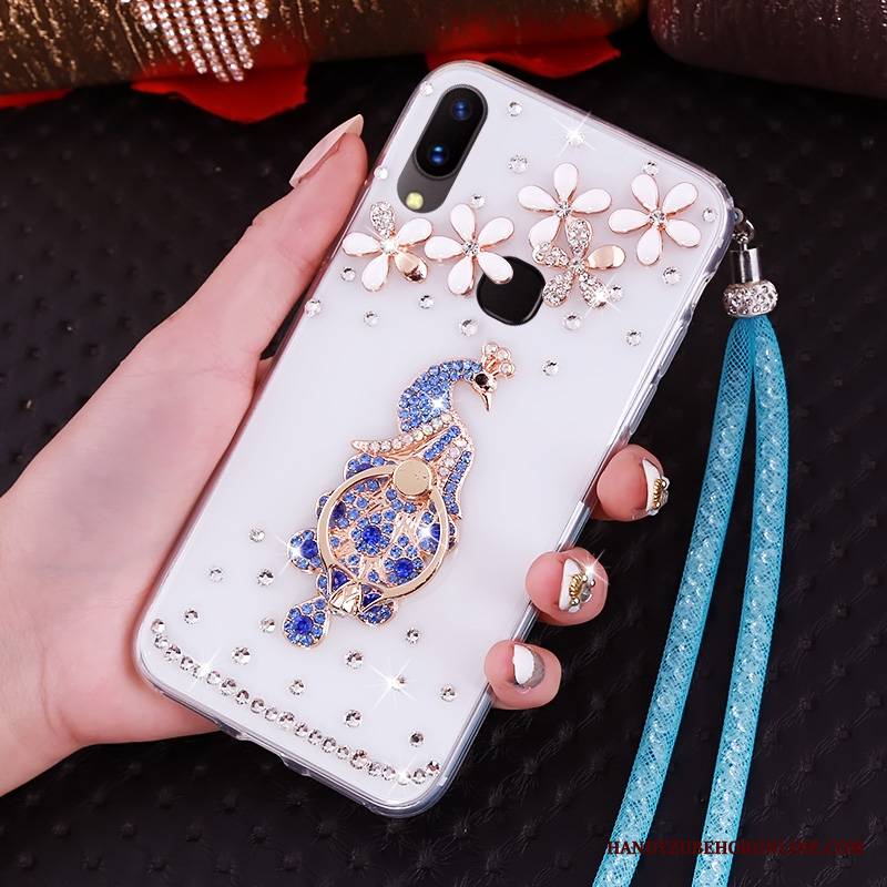 Huawei P20 Lite Futerał Etui Ochraniacz Purpurowy Miękki Rhinestone Młodzież Etui Na Telefon