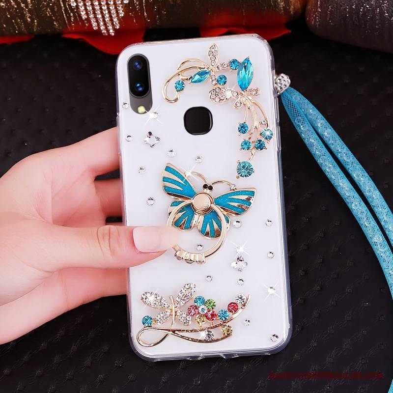 Huawei P20 Lite Futerał Etui Ochraniacz Purpurowy Miękki Rhinestone Młodzież Etui Na Telefon