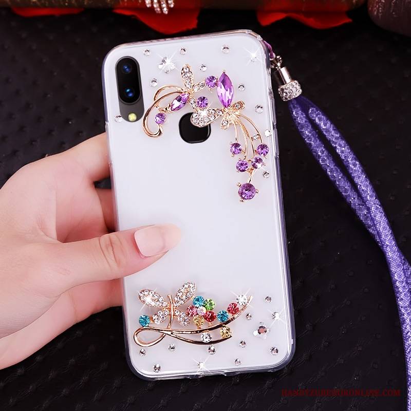 Huawei P20 Lite Futerał Etui Ochraniacz Purpurowy Miękki Rhinestone Młodzież Etui Na Telefon