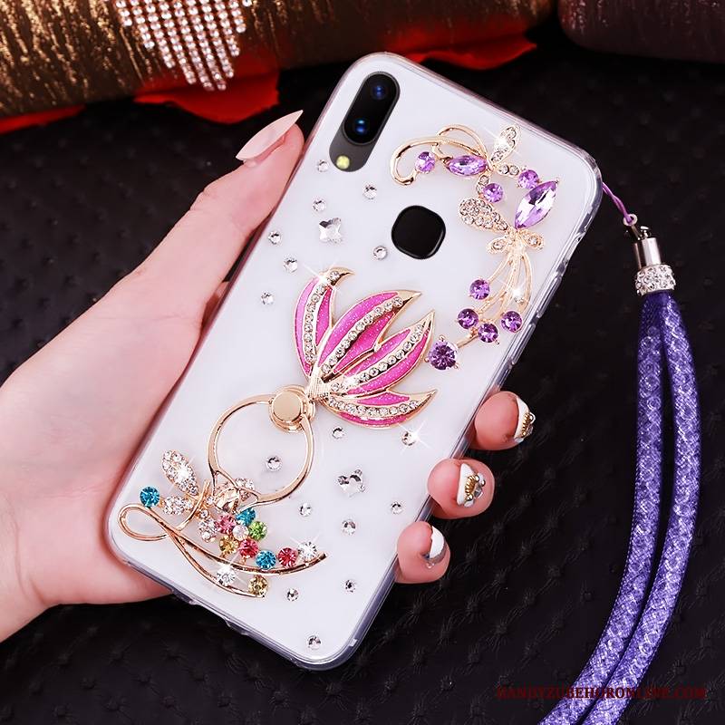 Huawei P20 Lite Futerał Etui Ochraniacz Purpurowy Miękki Rhinestone Młodzież Etui Na Telefon