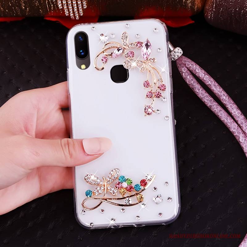 Huawei P20 Lite Futerał Etui Ochraniacz Purpurowy Miękki Rhinestone Młodzież Etui Na Telefon