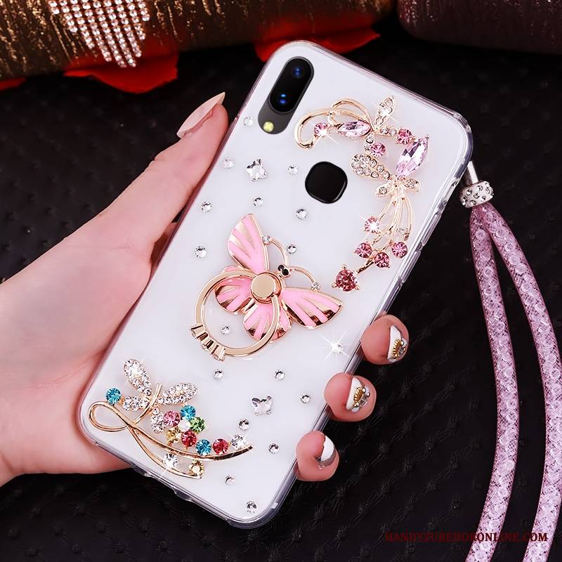 Huawei P20 Lite Futerał Etui Ochraniacz Purpurowy Miękki Rhinestone Młodzież Etui Na Telefon