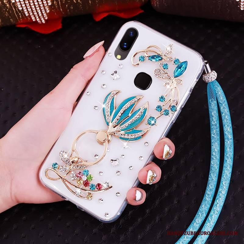 Huawei P20 Lite Futerał Etui Ochraniacz Purpurowy Miękki Rhinestone Młodzież Etui Na Telefon