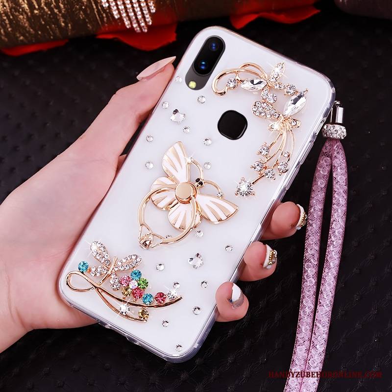 Huawei P20 Lite Futerał Etui Ochraniacz Purpurowy Miękki Rhinestone Młodzież Etui Na Telefon