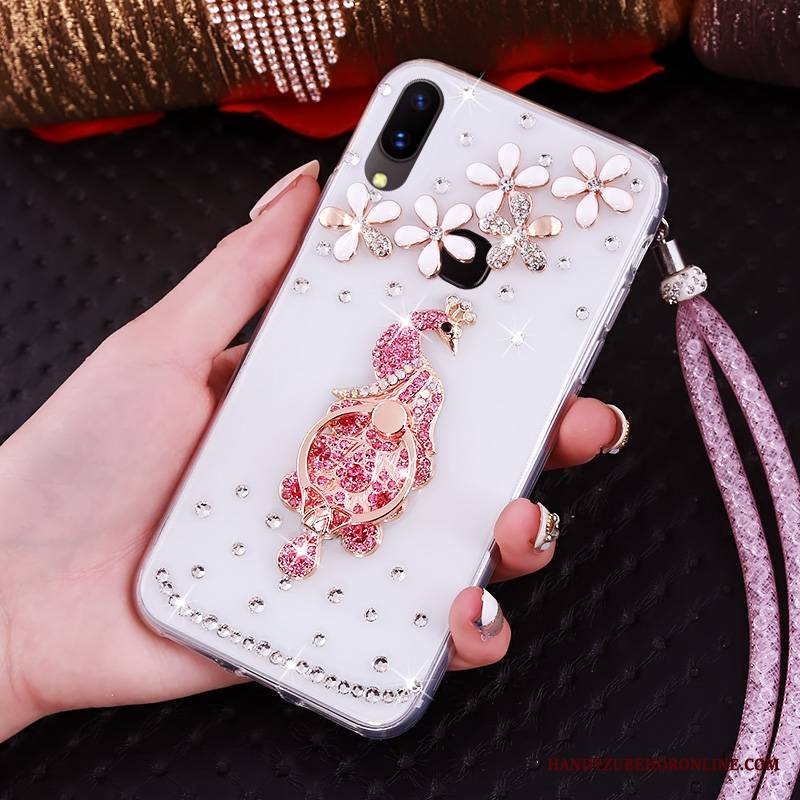 Huawei P20 Lite Futerał Etui Ochraniacz Purpurowy Miękki Rhinestone Młodzież Etui Na Telefon