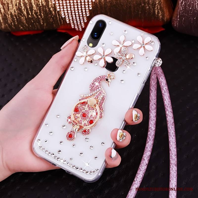 Huawei P20 Lite Futerał Etui Ochraniacz Purpurowy Miękki Rhinestone Młodzież Etui Na Telefon