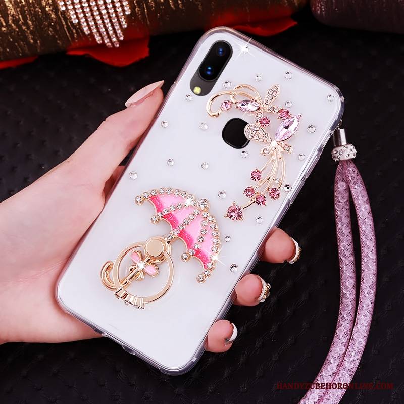 Huawei P20 Lite Futerał Etui Ochraniacz Purpurowy Miękki Rhinestone Młodzież Etui Na Telefon