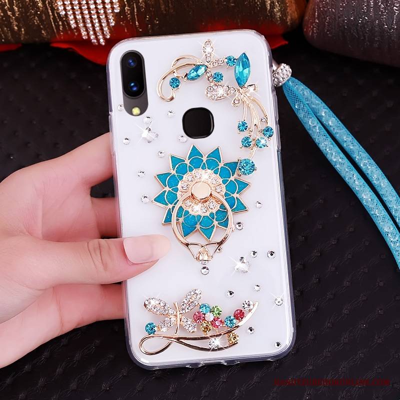 Huawei P20 Lite Futerał Etui Ochraniacz Purpurowy Miękki Rhinestone Młodzież Etui Na Telefon