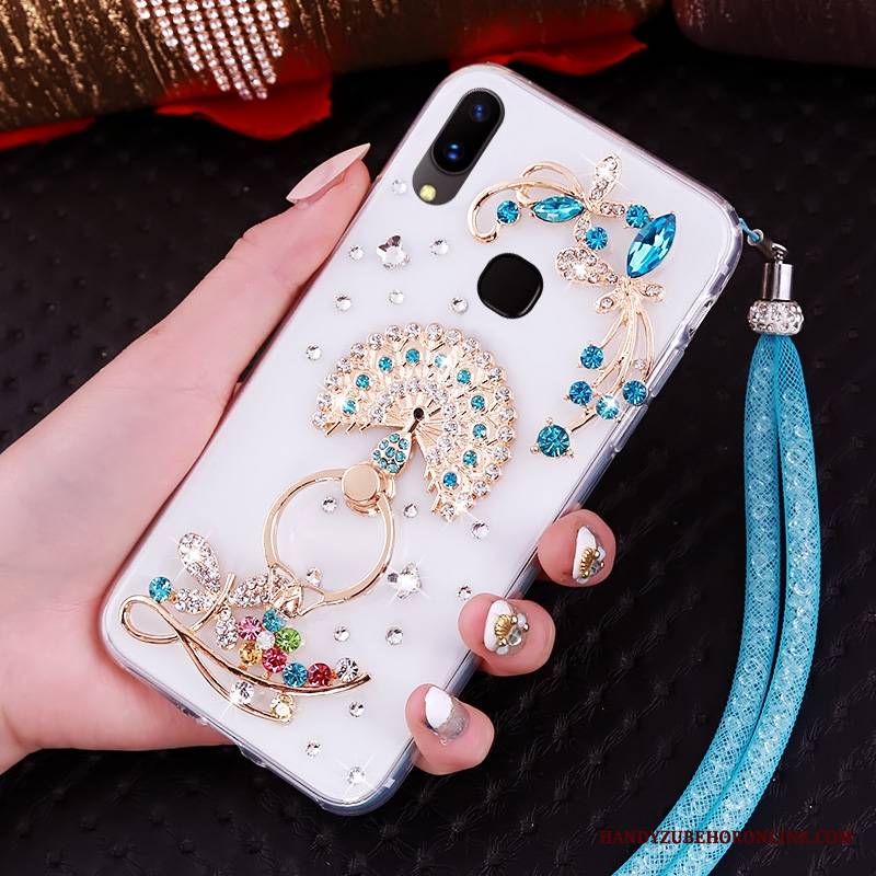 Huawei P20 Lite Futerał Etui Ochraniacz Purpurowy Miękki Rhinestone Młodzież Etui Na Telefon