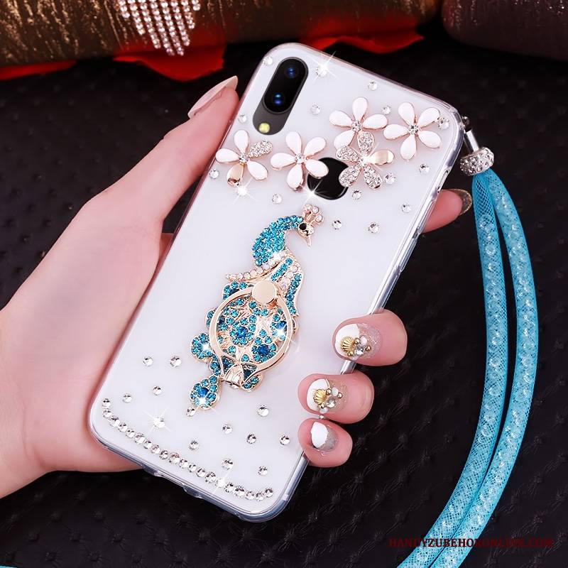 Huawei P20 Lite Futerał Etui Ochraniacz Purpurowy Miękki Rhinestone Młodzież Etui Na Telefon