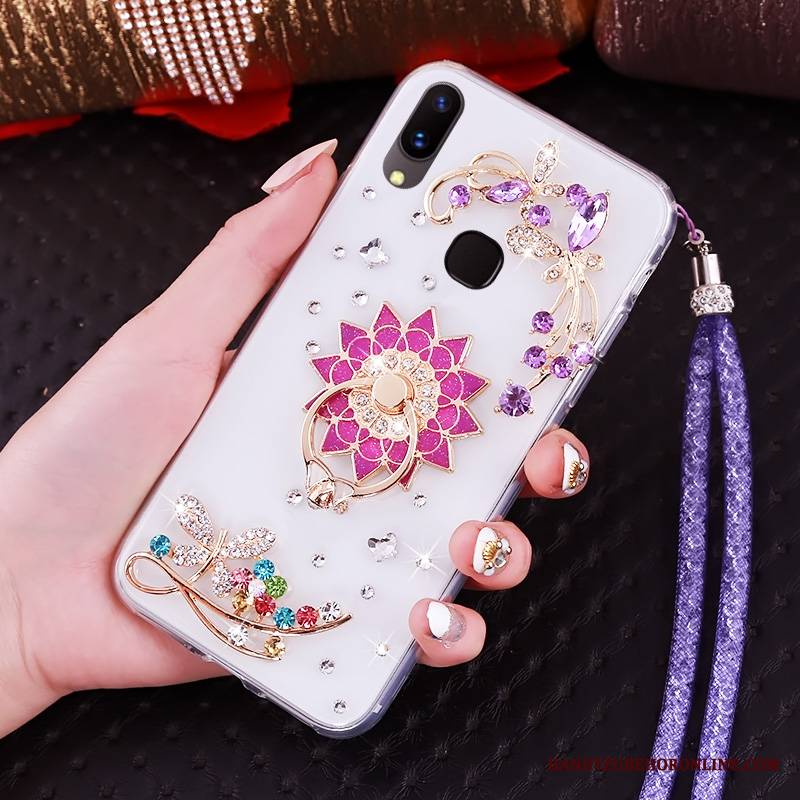 Huawei P20 Lite Futerał Etui Ochraniacz Purpurowy Miękki Rhinestone Młodzież Etui Na Telefon