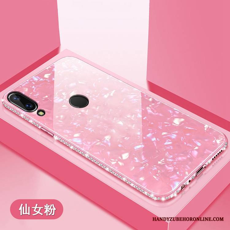 Huawei P20 Lite Futerał Rhinestone Anti-fall Miękki Różowe Etui Na Telefon