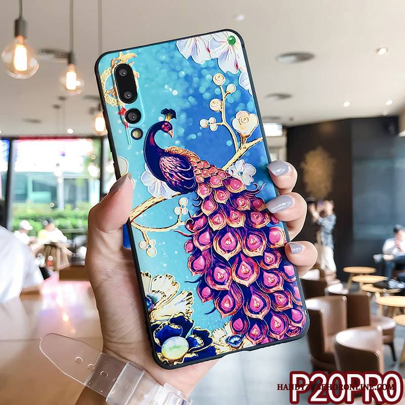 Huawei P20 Pro Futerał Modna Marka Etui Na Telefon Osobowość Ochraniacz Pawie Czerwony Netto Wiszące Ozdoby