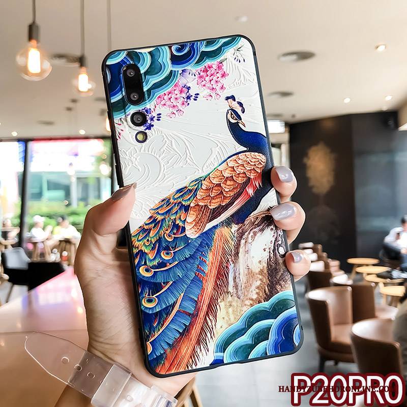 Huawei P20 Pro Futerał Modna Marka Etui Na Telefon Osobowość Ochraniacz Pawie Czerwony Netto Wiszące Ozdoby