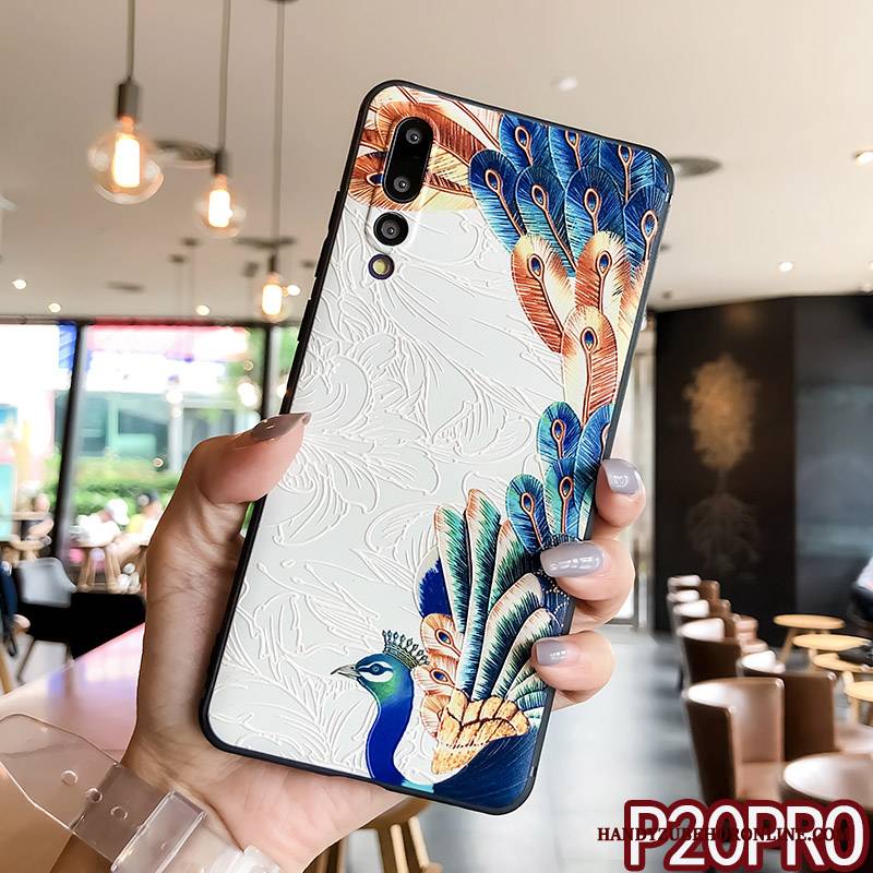 Huawei P20 Pro Futerał Modna Marka Etui Na Telefon Osobowość Ochraniacz Pawie Czerwony Netto Wiszące Ozdoby