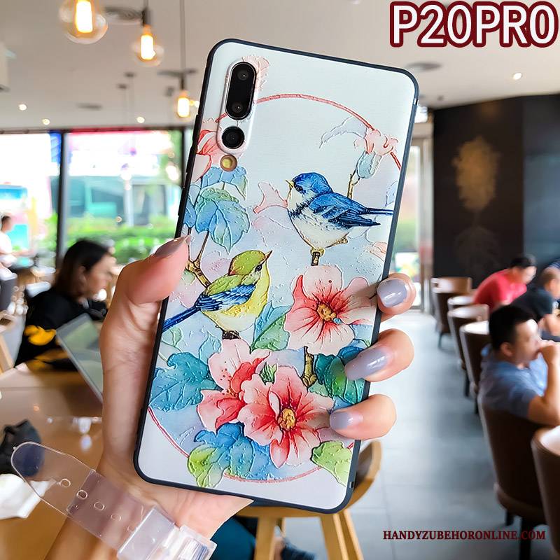 Huawei P20 Pro Telefon Komórkowy Relief Biały Futerał Osobowość Etui Na Telefon Silikonowe