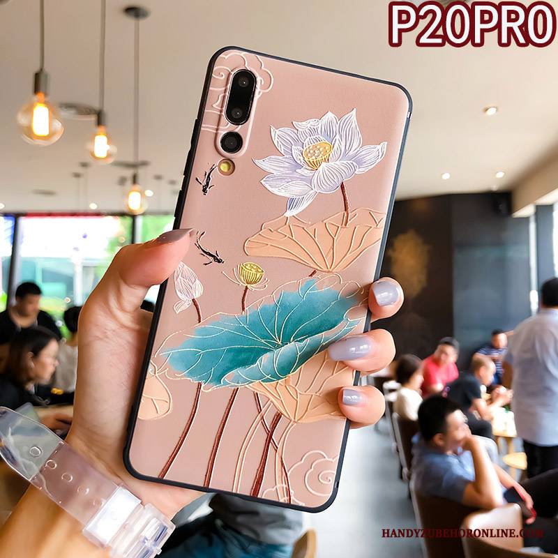 Huawei P20 Pro Telefon Komórkowy Relief Biały Futerał Osobowość Etui Na Telefon Silikonowe