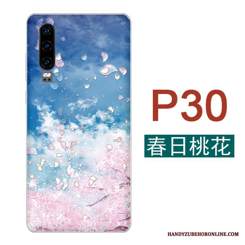 Huawei P30 Futerał Niebieski Sakura Etui Na Telefon Ręcznie Malowane Wiatr Świeży