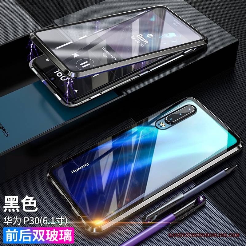 Huawei P30 Futerał Ochraniacz Anti-fall Dwustronny Modna Marka Telefon Komórkowy Czerwony Netto Magnetyzm